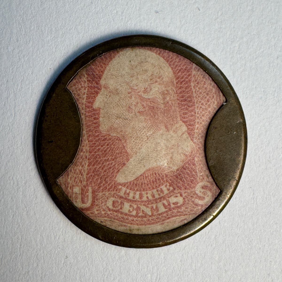 1862 Encased 3-Cent Wash. Postage Ayers Cathartic Pills, EP-32