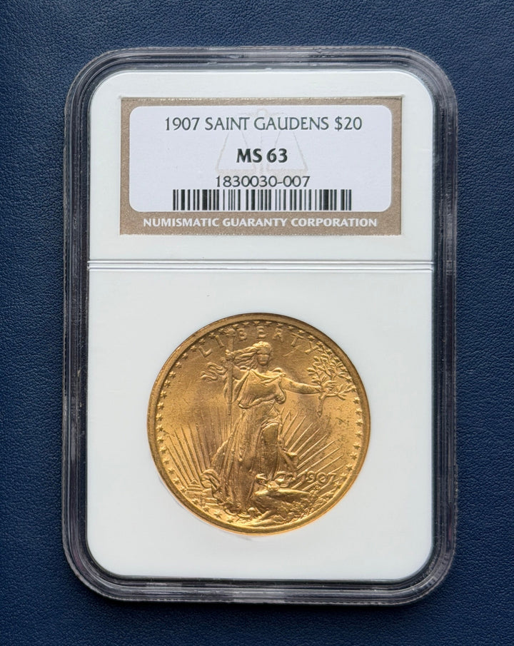 1907 Gold $20 Saint Gaudens Double Eagle NGC MS 63