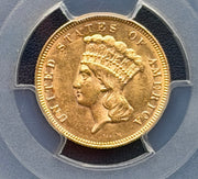 1874 $3 Princess Gold PCGS MS61