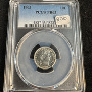 1903 Proof Barber Dime 10c, PCGS PR-63 (755 Mintage)