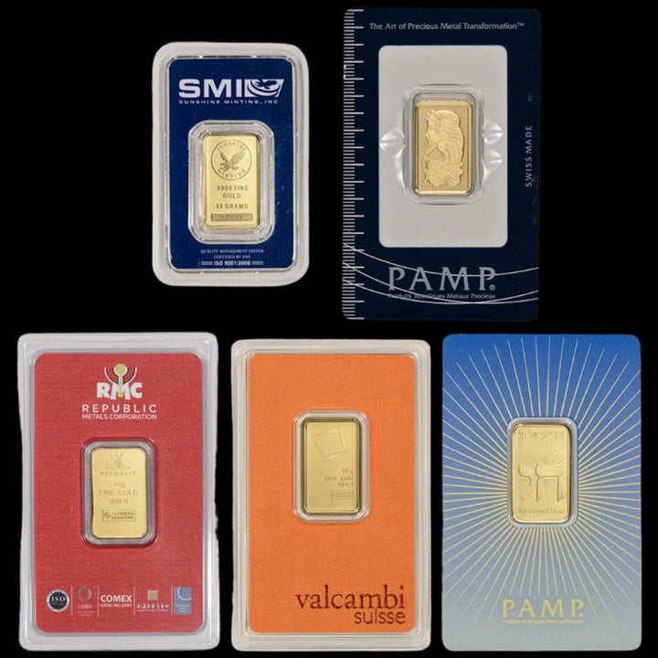 10 Gram Gold Bar (Random Brands, .9999, BU)