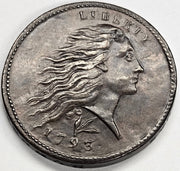 1793 Lettered Edge Flowing Hair Large Cent . . . . Choice About Uncirculated