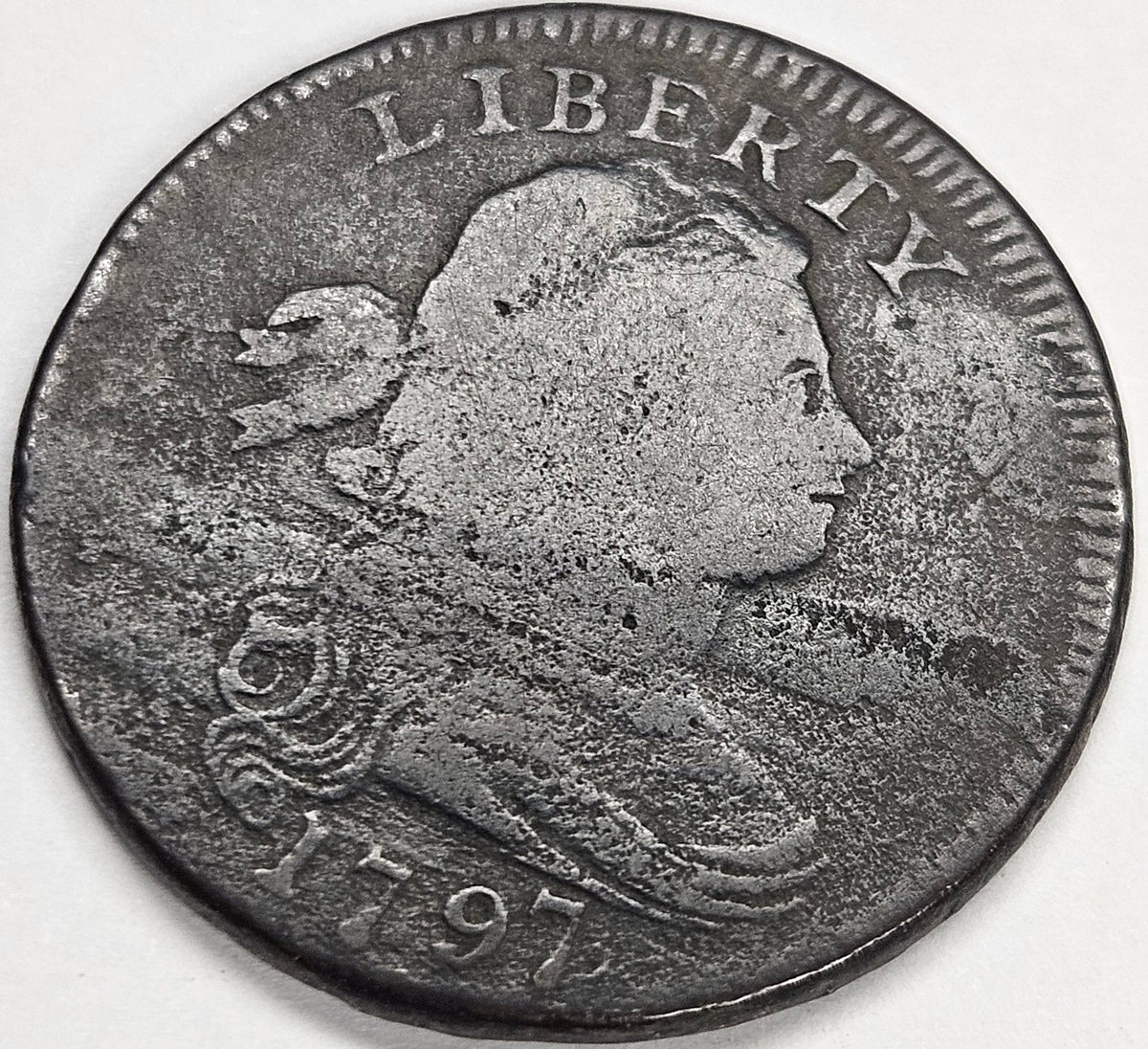 1797 Stems Draped Bust Large Cent . . . . VF pitted