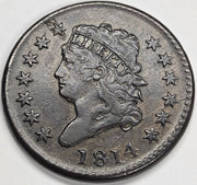 1814 Plain 4 Classic Large Cent . . . . Choice About Uncirculated