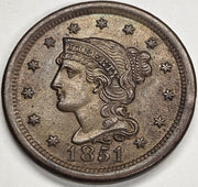 1851 Braided Hair Large Cent . . . . Gem Uncirculated Brown