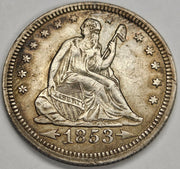 1853 Arrows/Rays Seated Liberty Quarter . . . . Choice About Uncirculated