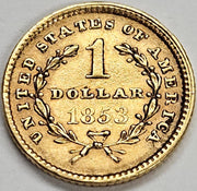 1853 $1.00 Liberty Gold . . . . Choice About Uncirculated