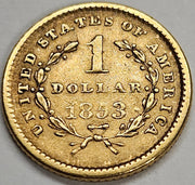 1853 $1.00 Liberty Gold . . . . XF/AU