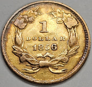 1856 Upright 5 $1.00 Liberty Gold . . . . Choice About Uncirculated