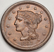 1857 Small Date Braided Hair Large Cent . . . . Gem BU Red/Brown