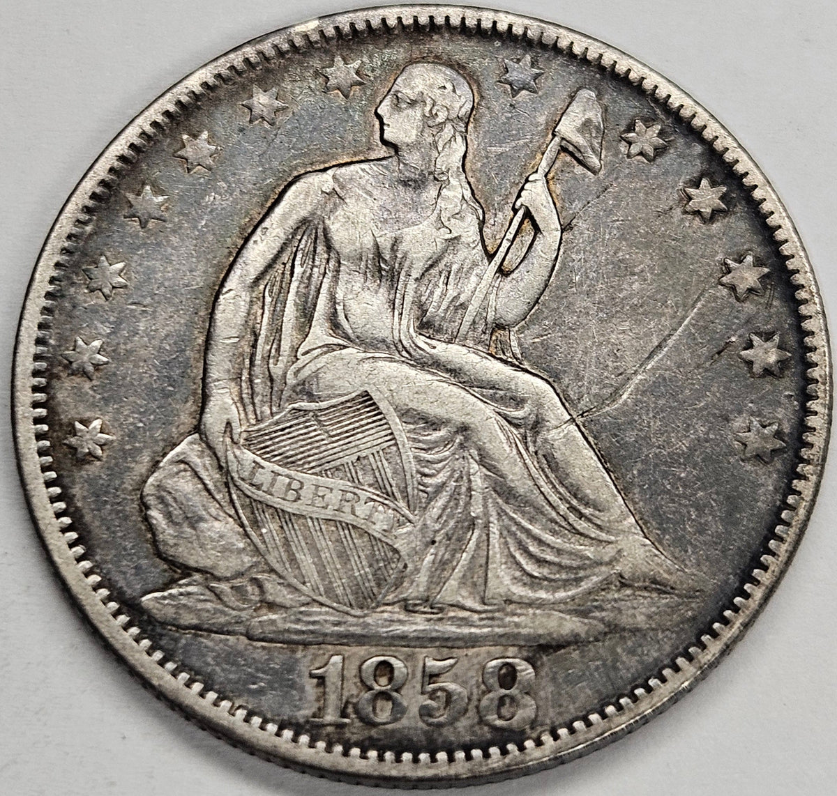1858 Seated Liberty Half . . . . Extremely Fine