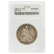 1864-S Liberty Seated Half Dollar VF35 ANACS