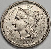 1865 Nickel Three Cent Piece . . . . Gem BU+