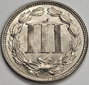 1865 Nickel Three Cent Piece . . . . Gem BU+