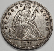 1871 Seated Liberty Dollar . . . . Choice About Uncirculated
