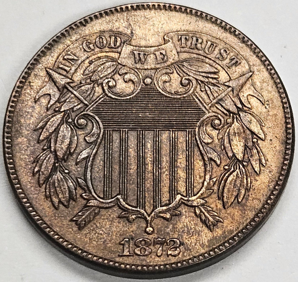 1872 Two Cent Piece . . . . Choice BU Red/Brown