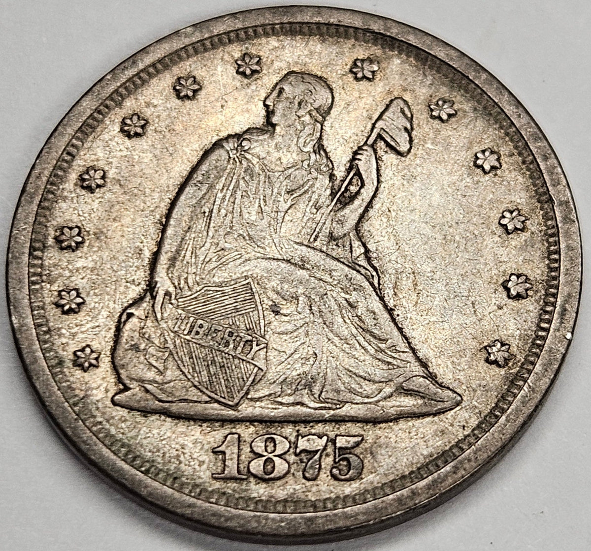 1875-S Twenty Cent Piece . . . . Choice About Uncirculated
