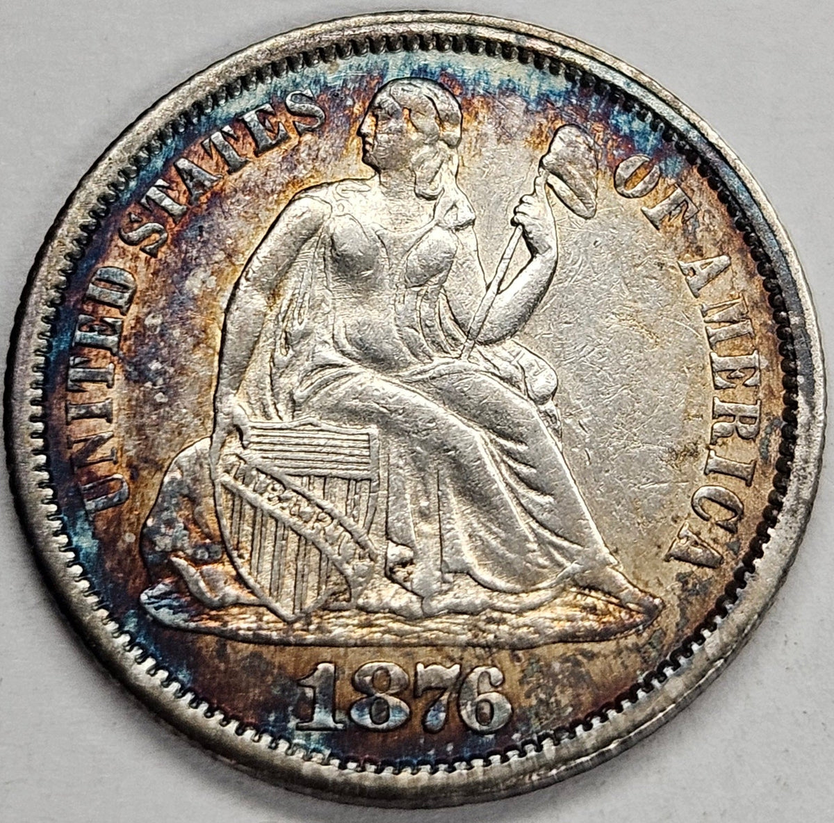 1876-CC Seated Liberty Dime . . . . Choice About Uncirculated