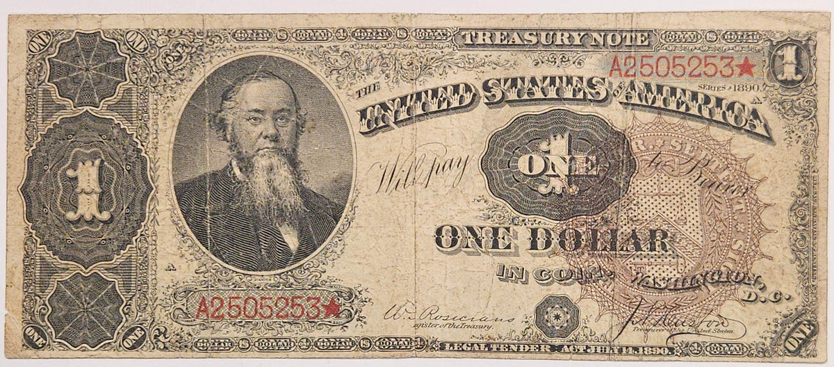 1890 $1.00 Treasury Note R Fr. 347 . . . . Fine/VF