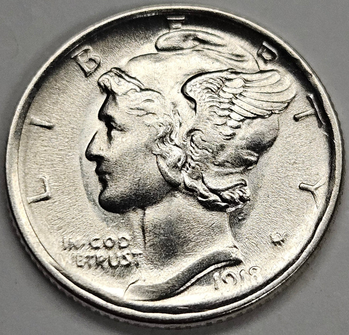 1918-D Mercury Dime . . . . Choice Brilliant Uncirculated