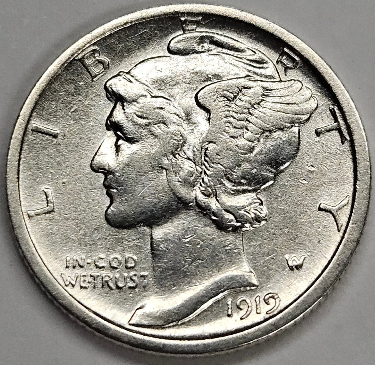 1919-D Mercury Dime . . . . Choice About Uncirculated