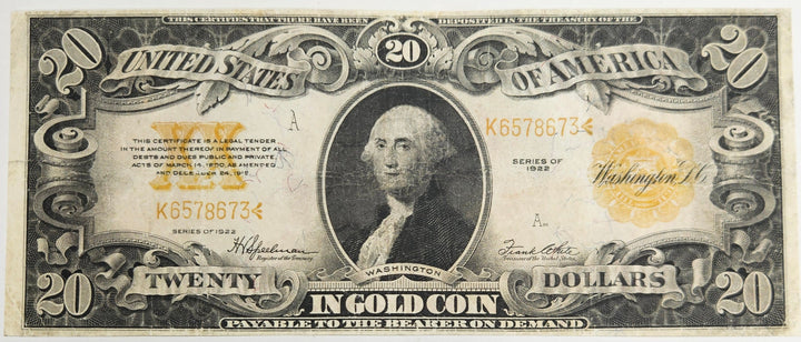 1922 $20.00 Gold Certificate Fr. 1187 . . . . Extremely Fine