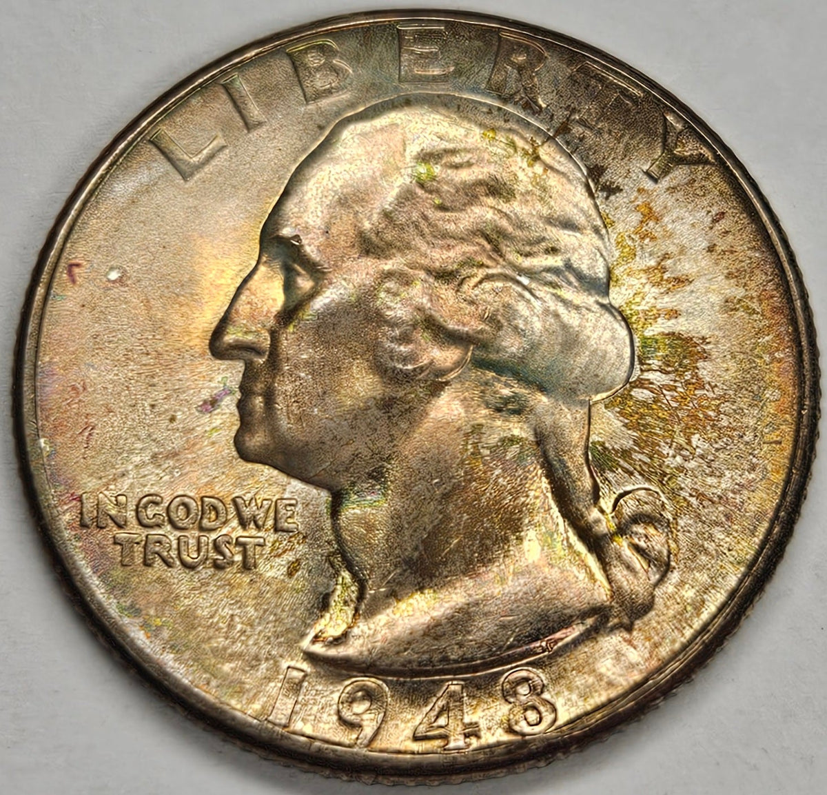 1948-D Washington Quarter . . . . Superb BU Color!