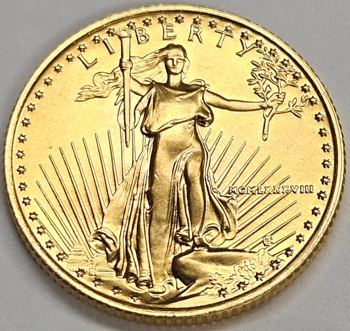 1988 1/4 oz. $10.00 Gold Eagle . . . . Superb BU+