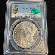 1887 Morgan Silver Dollar PCGS MS-67 Green CAC Approved