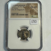 Parthian Empire Pacorus (c78-120 AD) AR Drachm, NGC Choice XF