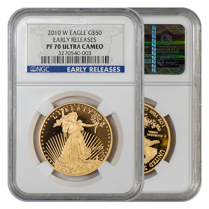 NGC 2010-W Gold Eagle $50 PF70 Ultra Cameo Early Release