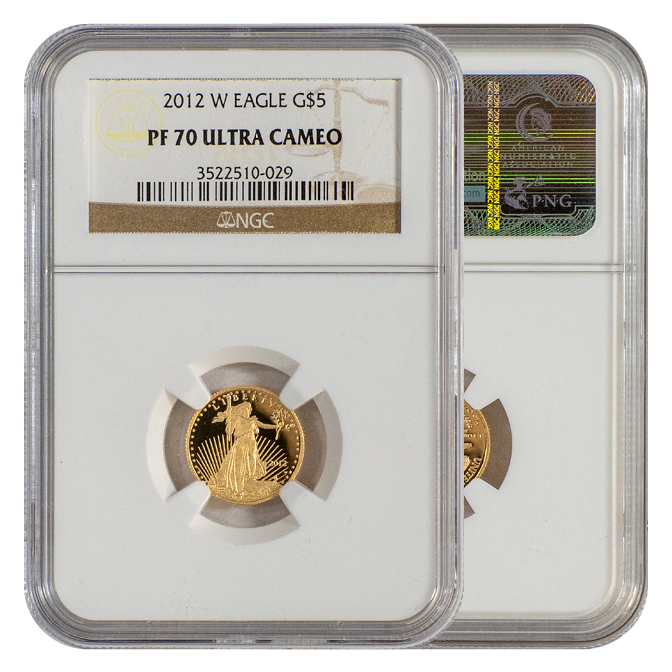 NGC 2012-W Gold Eagle $5 PF70 Ultra Cameo