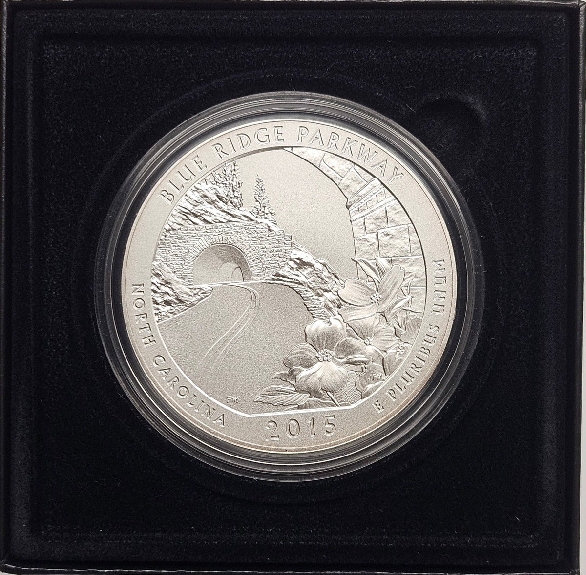 2015 Blue Ridge National Park, NC Silver 5 oz Collector Edition Coin . . . . in Original U.S. Mint Box with COA