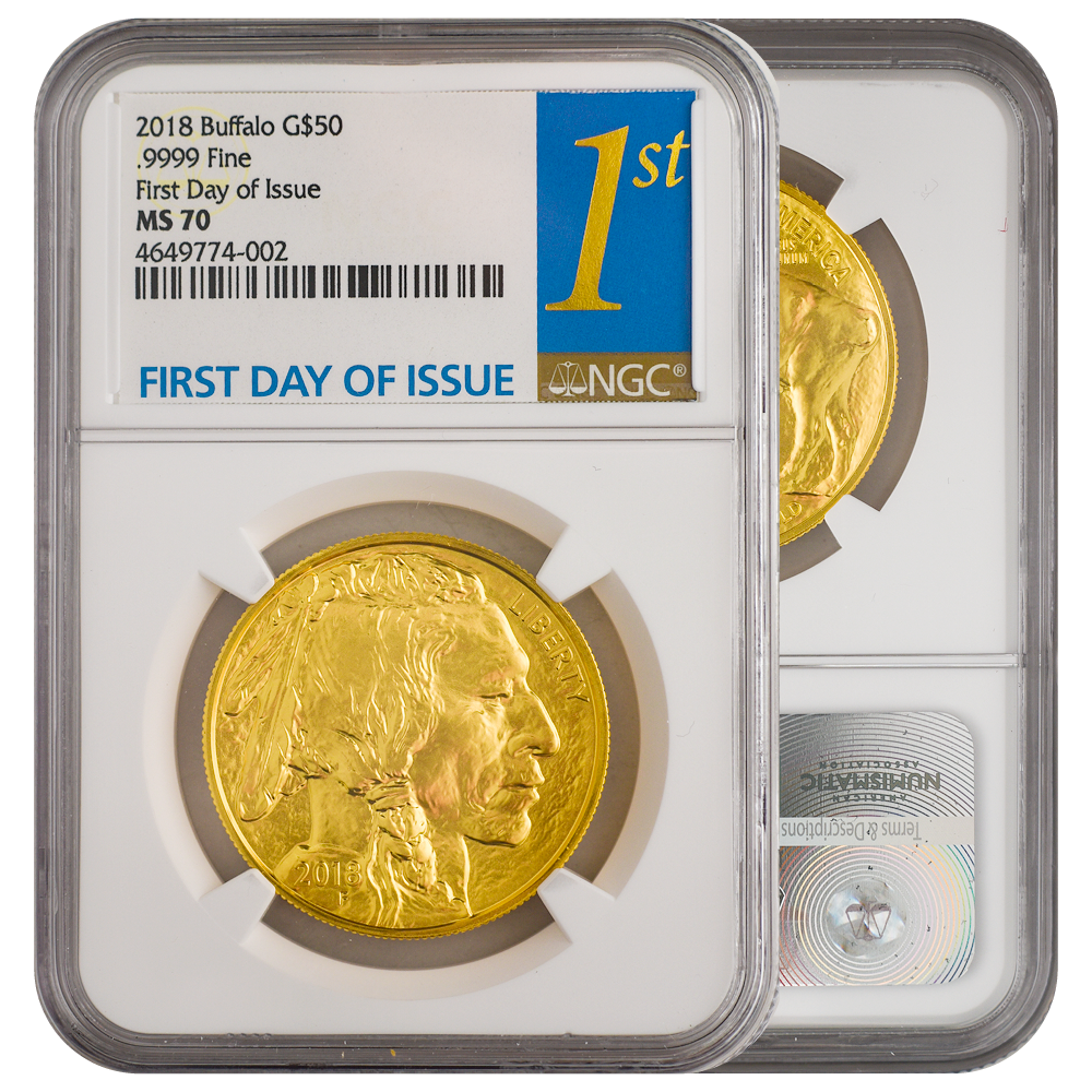NGC 2018 Gold Buffalo $50 1 oz MS 70 First Day Issue
