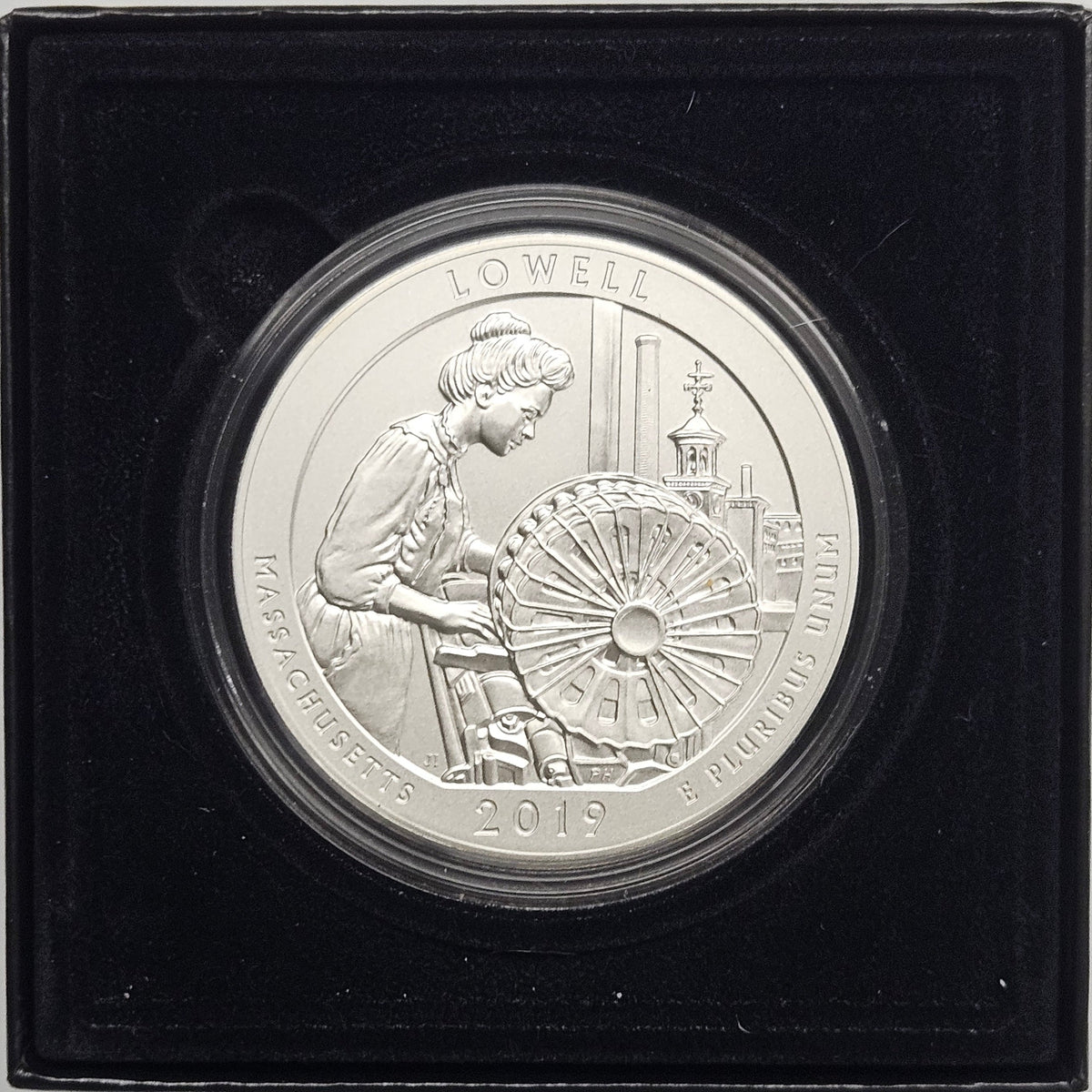2019 Lowell National Historical Park, MA Silver 5 oz Collector Edition Coin . . . . in Original U.S. Mint Box with COA