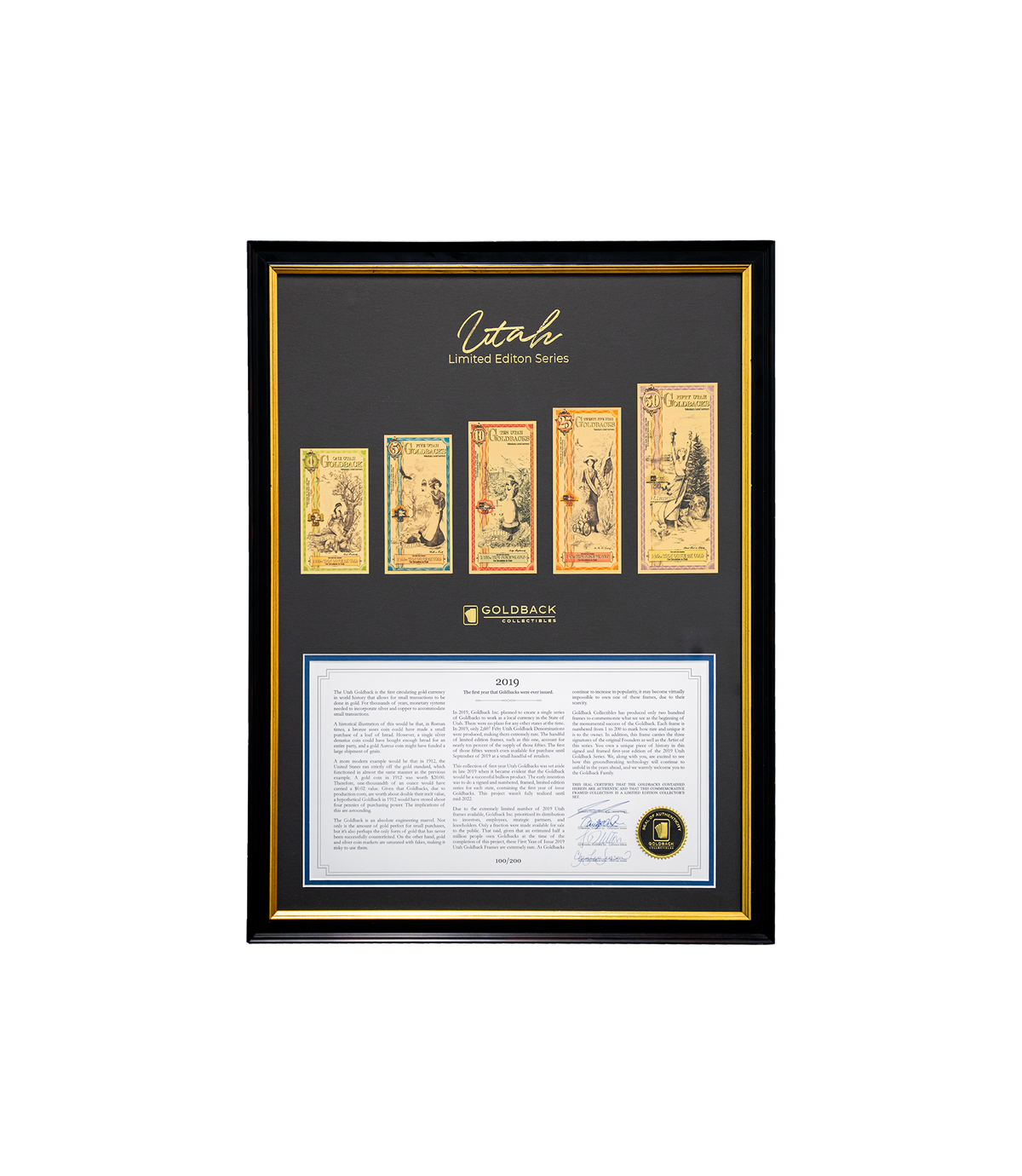 Utah Goldback Collectors Edition Framed Set
