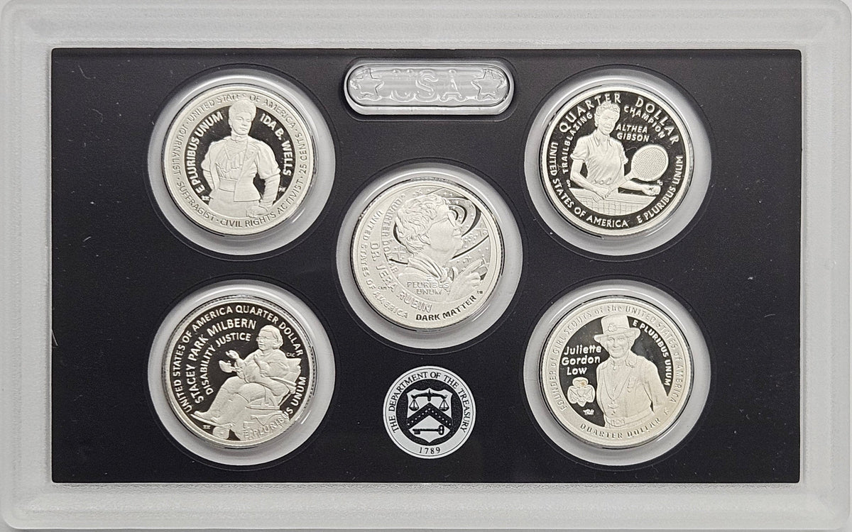 2025-S Silver Famous Women 5-coin Quarter Proof Set . . . . Superb Brilliant Proof Silver