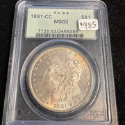 1881-CC Morgan Silver Dollar, PCGS MS-63