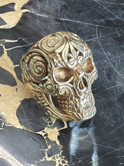 Men’s Day of the Dead Skull Ring Size 7 22.1g 10kt Gold STAMPED