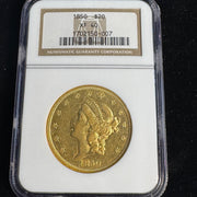 1850 Liberty Head $20 US Gold, NGC XF-40