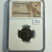 Parthian Empire Artabanus IV (c10-38 AD) AR Drachm, NGC Choice XF