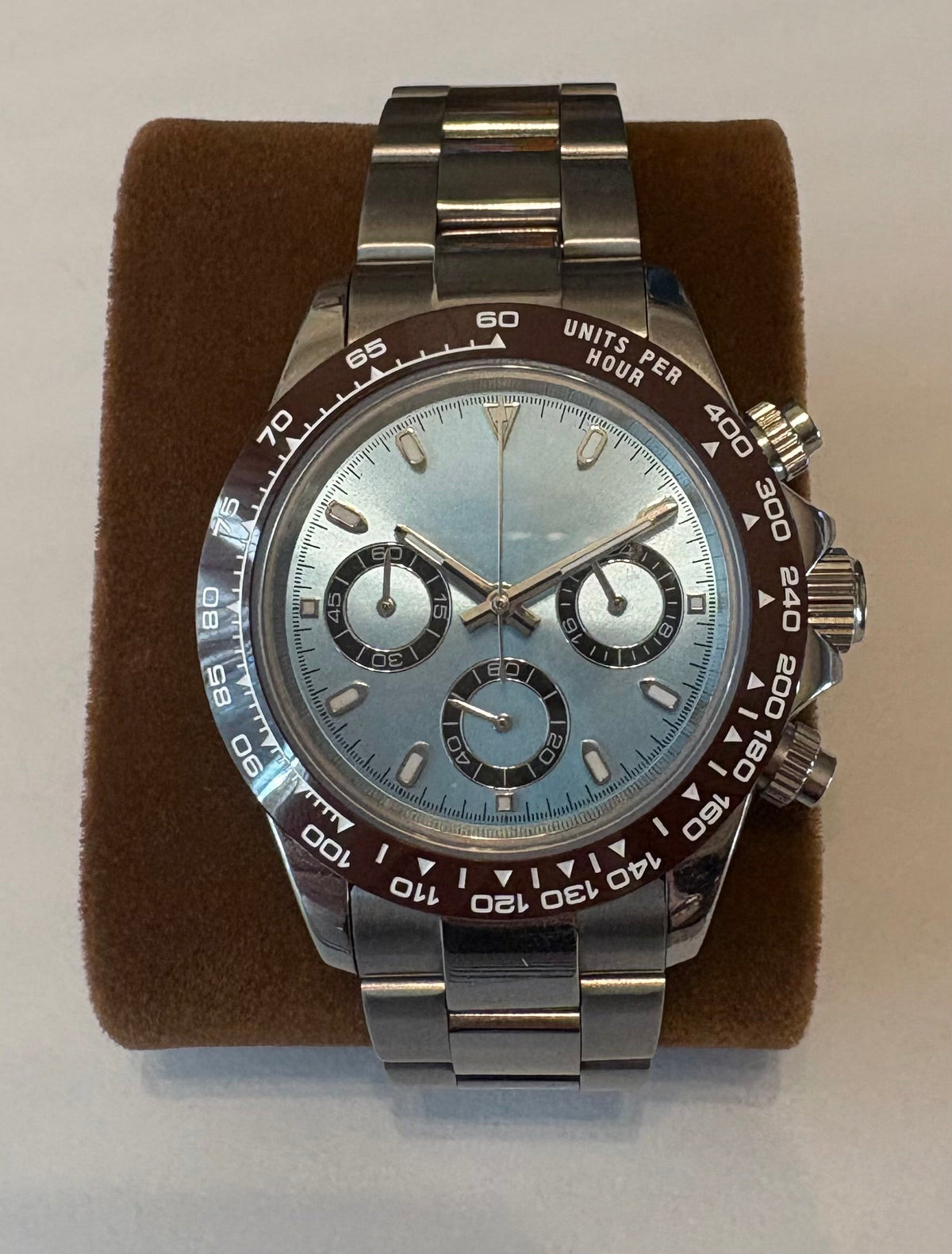 Trey Peru Hand Built Watch and Movement - Soft Blue Dial Chronograph