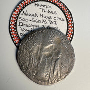 Hunnic Tribes / Nezak Huns (500-506 AD) AR Drachm, King obverse fire alter reverse