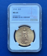 1910 $20 Saint Gaudens Double Eagle NGC MS 64