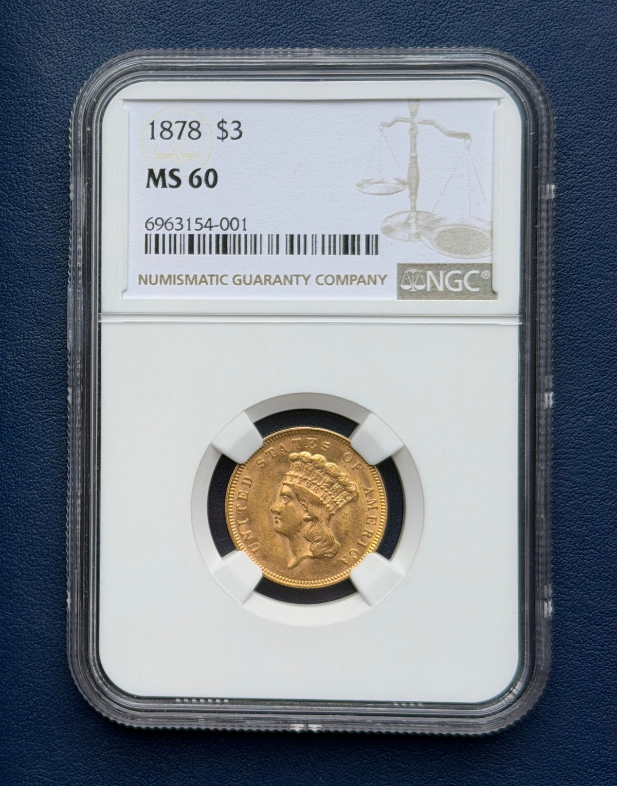 1878 $3 Gold Princess NGC MS 60
