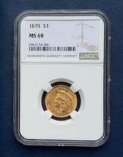 1878 $3 Gold Princess NGC MS 60