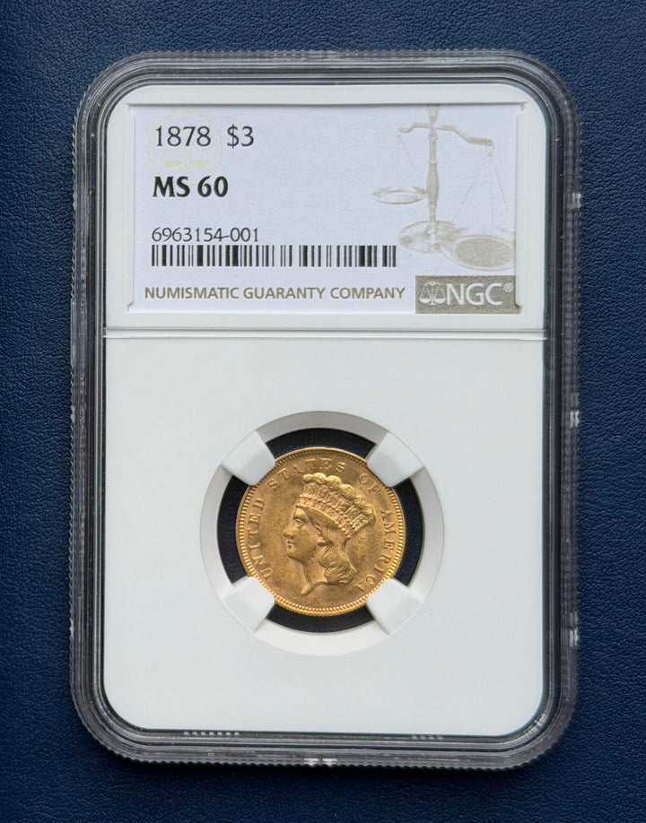 1878 $3 Gold Princess NGC MS 60