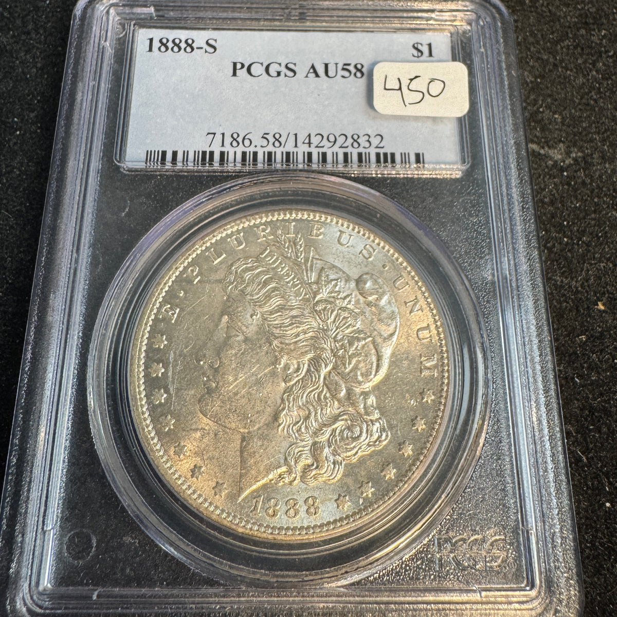1888-S Morgan Silver Dollar, PCGS AU-58