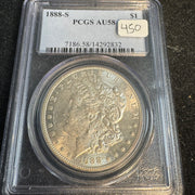 1888-S Morgan Silver Dollar, PCGS AU-58
