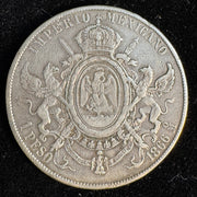 1866-Mo Empire of Mexico Maximilian 1 Peso, KM#388.1, VF+